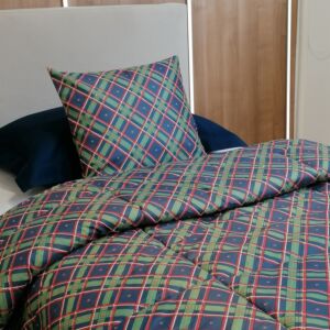 Σετ πάπλωμα μονό με ρόμβους μπλε-πράσινους σε διαστάσεις 1,60 χ 2,40