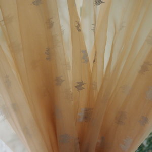 κουρτίνα μπεζ διάφανη με σιελ σχέδιο και διαστάσεις 2,00 χ 2,40 ύψος