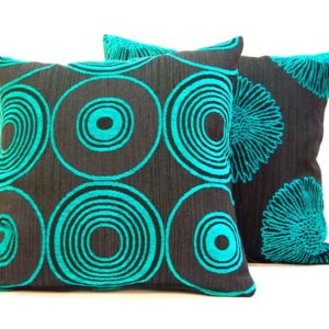 μαξιλαροθήκη με κύκλους τυρκουάζ 45 χ 45