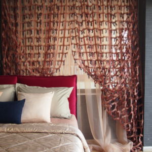 κουρτίνα δίχτυ ραμμένη μαζί με οργάντζα σε διάσταση 1,00 χ 2,95 ύψος