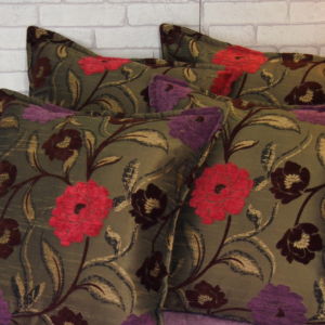 μαξιλαροθήκη ταφτάς με λουλούδια 60 χ 60