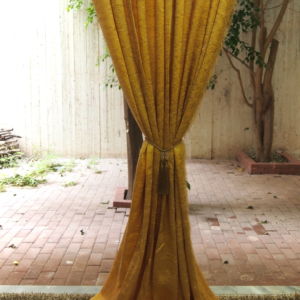 κουρτίνα ραμμένη, πλαϊνό χρυσό σε διαστάσεις 1,25 χ 3,10 ύψος