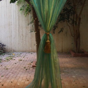 Κουρτίνα ραμμένη, διάφανη με χρώμα τυρκουάζ σε διάσταση 1,20 χ 3,00μ ύψος