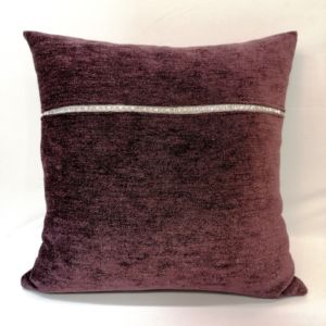 μαξιλαοθήκη μωβ με τρέσα στρας , 40 χ 40