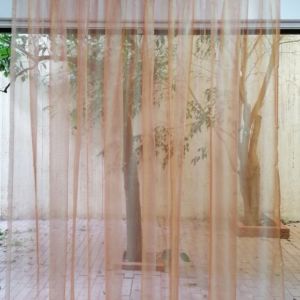 κουρτίνα ραμμένη διάφανη ροζ με διάσταση 1,63 χ 2,75 ύψος