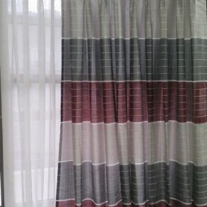 κουρτίνα ριγέ ταφτάς κοκκινο, γκρι 1,10 χ 2,60 ύψος