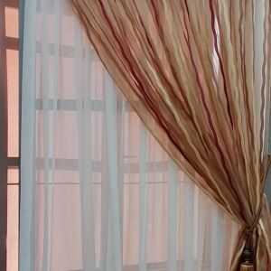 κουρτίνα ραμμένη ημιδιάφανη, μπορντώ-χρυσό σε διαστάσεις 2,00 χ 2,45 ύψος