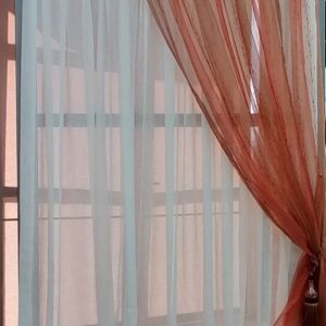 κουρτίνα διάφανη ντεγκραντέ πορτοκαλί, χακί με διαστάσεις 1,05 χ 3,10 ύψος
