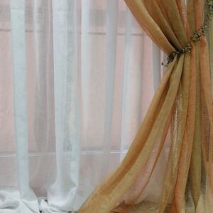 Κουρτίνα γάζα ραμμένη πορτοκαλί πράσινο ντεγκραντέ με διαστάσεις 0,80 χ 2,5΄8 ύψος