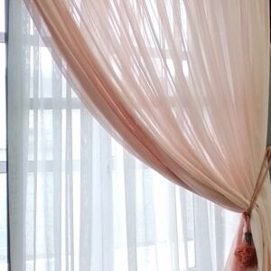 κουρτίνα ραμμένη απαλό ροζ, γάζα σε διαστάσεις 2,30 χ 2,90 ύψος