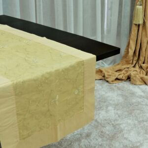 τραβέρσα, ράνερ μεταξωτό με κέντημα κίτρινο σε διαστάσεις 0,45 χ 1,20