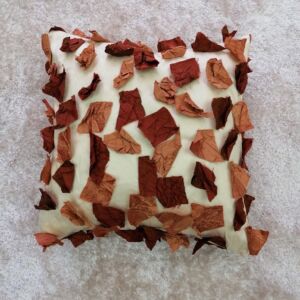 μεταξωτό μαξιλάρι πολυτελείας μπεζ-κεραμιδί 42 χ 42