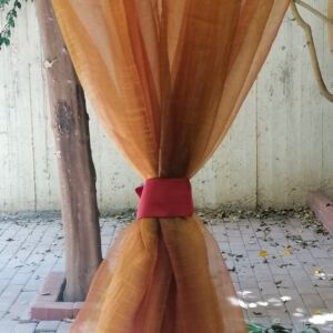 κουρτίνα διάφανη πορτοκαλί 1,20 χ 3,05 ύψος και ραφή τρίπιετο