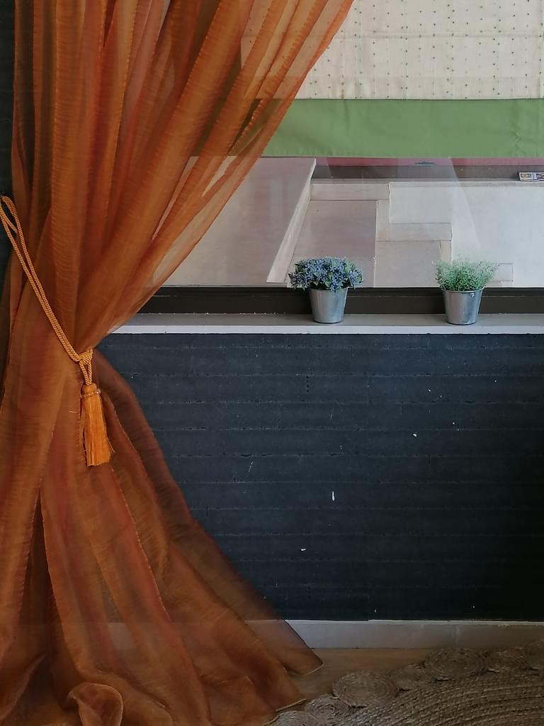 κουρτίνα διάφανη πορτοκαλί 1,20 χ 3,05 ύψος και ραφή τρίπιετο