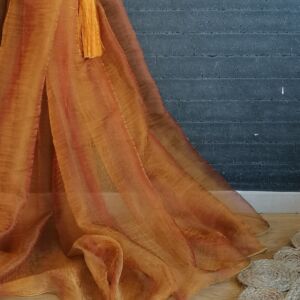 κουρτίνα διάφανη πορτοκαλί 1,20 χ 3,05 ύψος και ραφή τρίπιετο