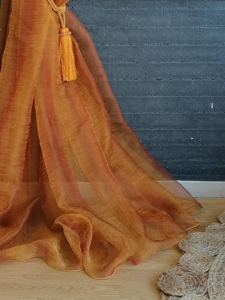 κουρτίνα διάφανη πορτοκαλί 1,20 χ 3,05 ύψος και ραφή τρίπιετο