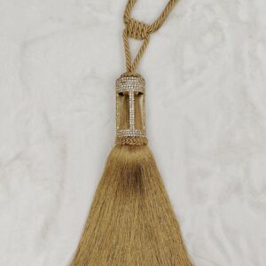 δέστρα κουρτίνας με καπέλο με στρας και χρυσή φούντα με μήκος κορδονιού 45 εκατοστά