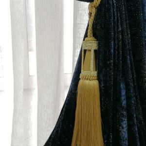 δέστρα κουρτίνας με καπέλο με στρας και χρυσή φούντα με μήκος κορδονιού 45 εκατοστά