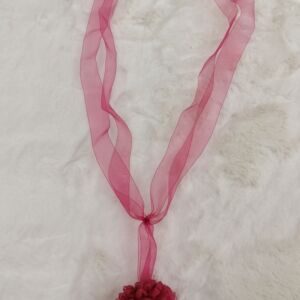 Δέστρα φούξια φουντάκι από οργάντζα με μήκος δεσιάς 40 εκατοστά