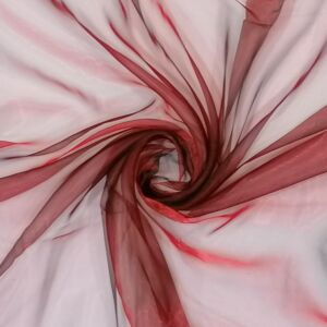 Ύφασμα από διάφανη οργάντζα σε κοκκινο -μπορντω χρώμα και φάρδος τοπιού 2.80 μέτρα.