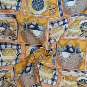 Βαμβακερό ύφασμα από καραβόπανο αντοχής με σχέδιο φρούτα και φάρδος τοπιού 1.40 μέτρα.