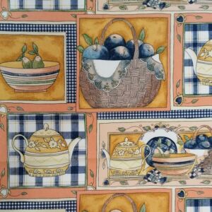 Βαμβακερό ύφασμα από καραβόπανο αντοχής με σχέδιο φρούτα και φάρδος τοπιού 1.40 μέτρα.