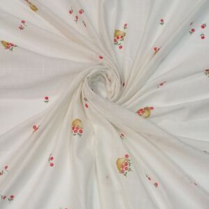 Υφασμα από πολύχρωμη γάζα με σχέδιο καλαθάκι και φάρδος τοπιού 1,40 μέτρα.