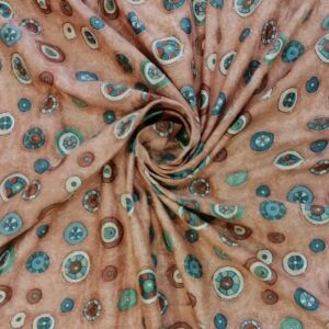 Υφασμα επίπλωσης βαμβακερό πολύχρωμο με κύκλους και φάρδος τοπιού 2,80 μέτρα.