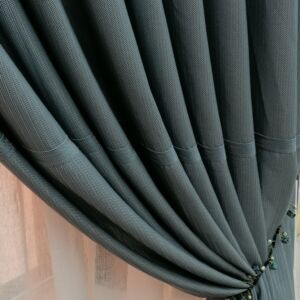 κουρτίνα ραμμένη γκρι αδιάφαν1,20 χ 2,68 ύψος