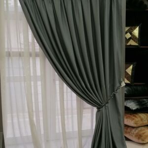 κουρτίνα ραμμένη γκρι αδιάφαν1,20 χ 2,68 ύψος