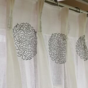 κουρτίνα ραμμένη γάζα λευκή με κέντημα 1,65 χ 2,26 ύψος